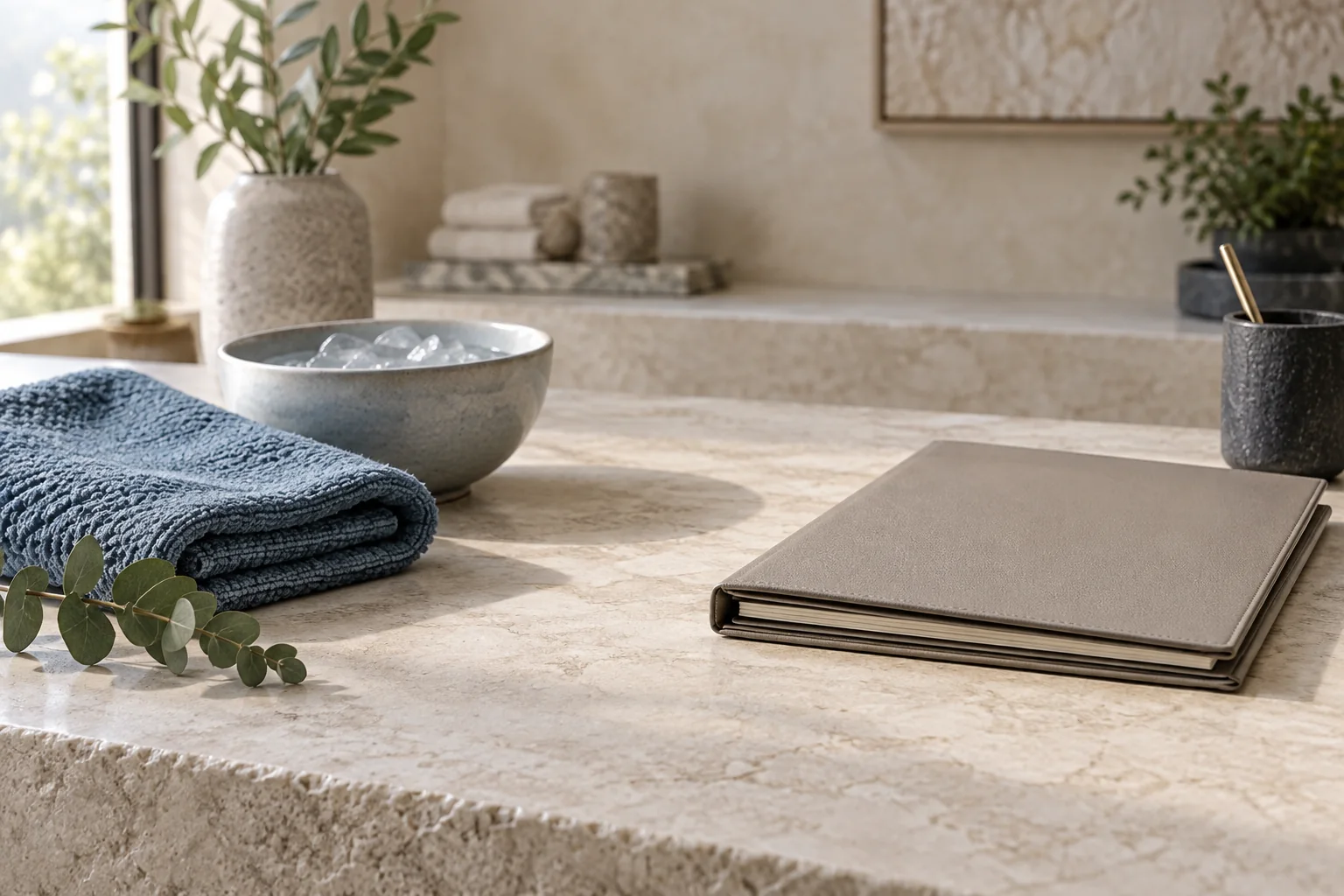 Cooling towel and information folder arranged as two different cosmetic approaches